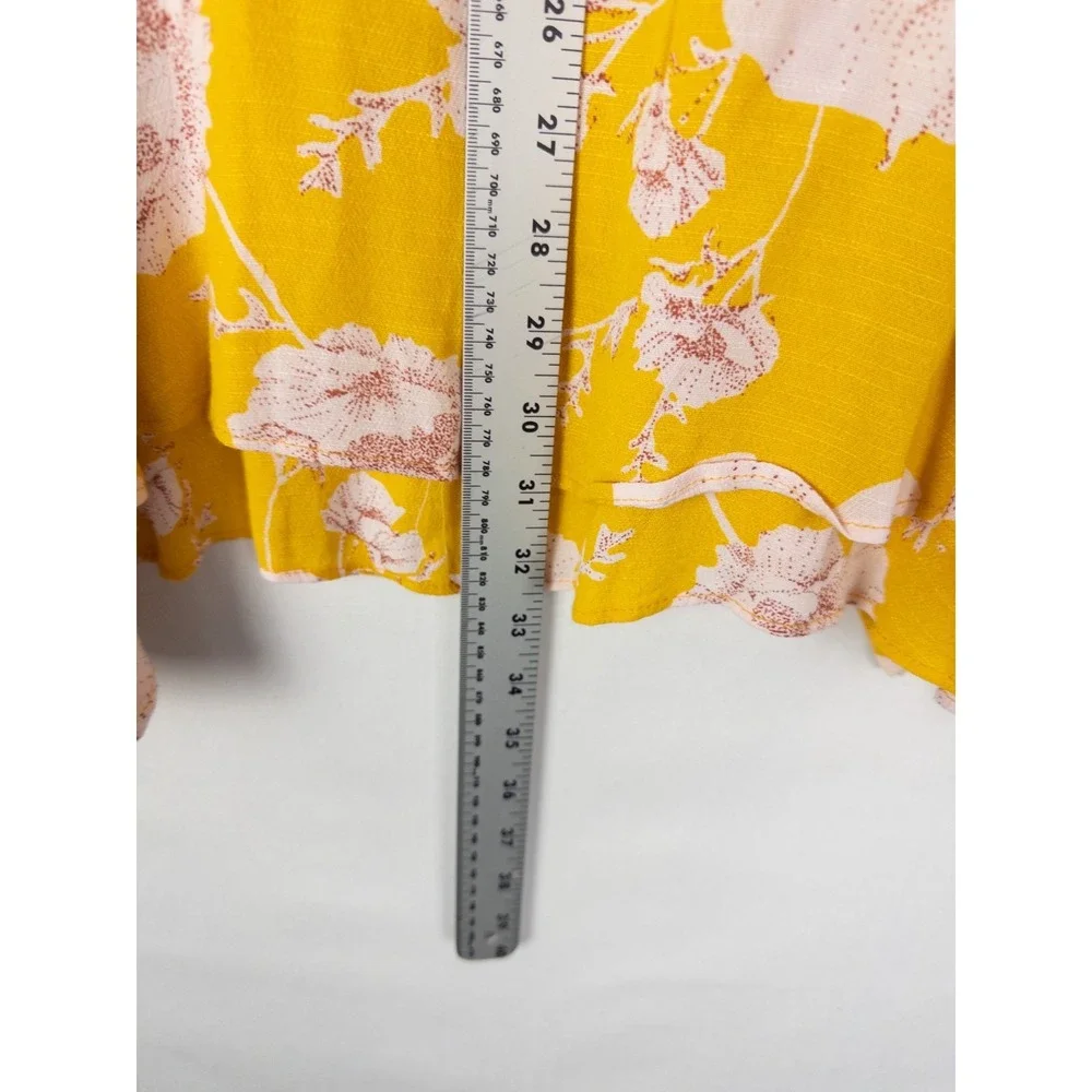 Free People French Quarter Yellow Floral Print Wrap Dress Womens S Yellow Spring